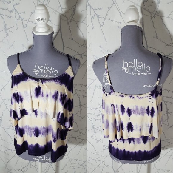 Gypsy 05 Tie Dye Bamboo Blend Tiered Strappy Tank Top - Picture 1 of 3